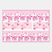 Pink Birthday Wrapping Paper Flat Sheet Set of 3 ラッピングペーパーシート (正面)