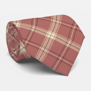 Pink Black and Beige Elegant Plaid ネクタイ
