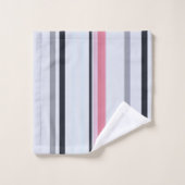Pink, Black and Gray stripes バスタオルセット (ウォッシュタオル)