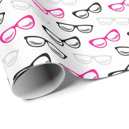 Pink Black and Gray Sunglasses Wrapping Paper ラッピングペーパー (ロールコーナー)