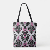 Pink, Black and Silver Damask Style トートバッグ (裏面)