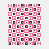 Pink Black and White Checkered Squares Pattern フリースブランケット (正面)