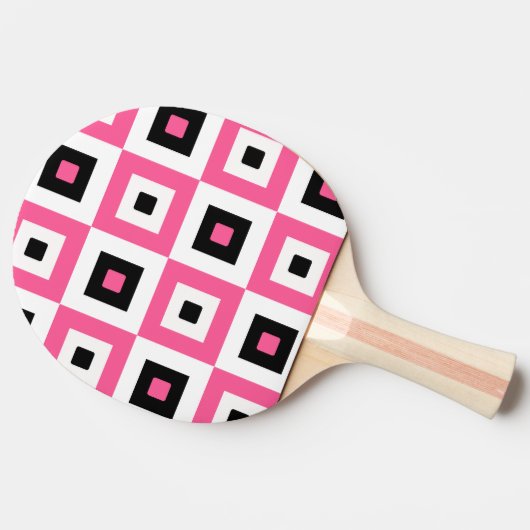 Pink Black and White Checkered Squares Pattern 卓球ラケット (横)