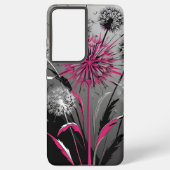 Pink, Black and White Dandelion Samsung Galaxyケース (裏面)