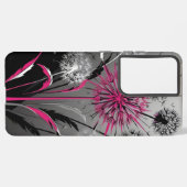 Pink, Black and White Dandelion Samsung Galaxyケース (左側面)
