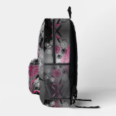 Pink Black and White Dandelions Print Cut Sew Bag プリントバックパック (右)
