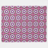Pink, black and white geometric mandala フリースブランケット (正面(横))