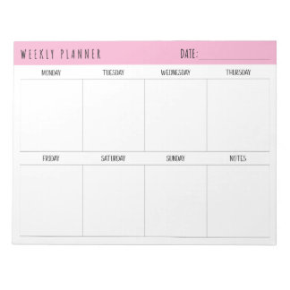 Pink, Black and White, Weekly Planner, ノートパッド