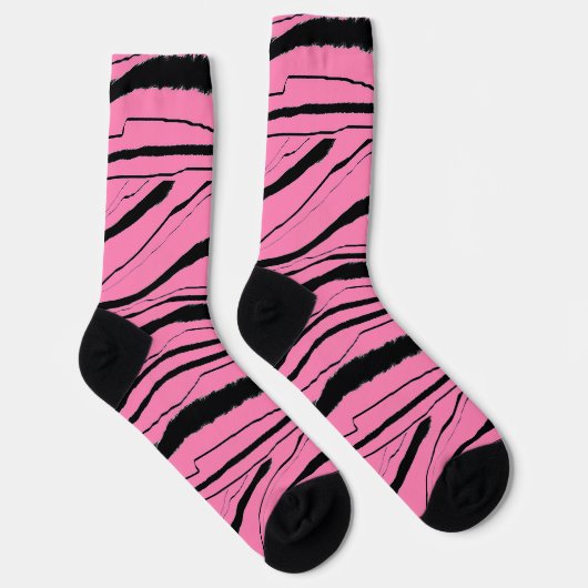 Pink + Black Animal Print Premium Crew Socks ソックス (右)