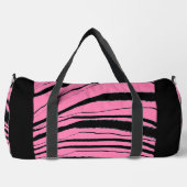 Pink + Black Animal Stripe Athletic Gym Travel  ダッフルバッグ (正面)
