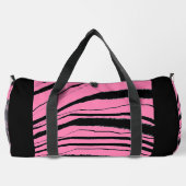 Pink + Black Animal Stripe Athletic Gym Travel  ダッフルバッグ (裏面)