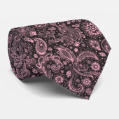 Pink black batik boho style floral paisley pattern ネクタイ (ロール)