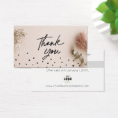 Pink Black Botanical Thank You Discount Cards (デスク)