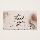 Pink Black Botanical Thank You Discount Cards (正面)