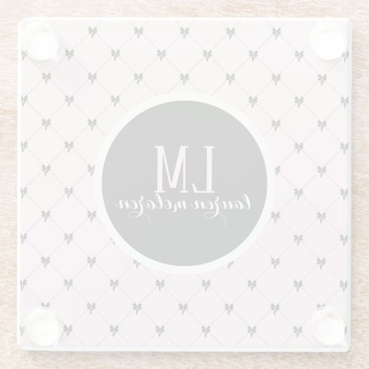Pink & Black Bow Monogram ガラスコースター (裏面)