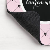 Pink & Black Bow Monogram マウスパッド (コーナー)