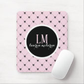 Pink & Black Bow Monogram マウスパッド (マウス)