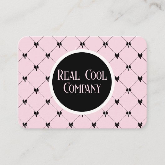 Pink & Black Bow Monogram 名刺 (正面)