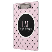 Pink & Black Bow Monogram Notebook クリップボード (左)