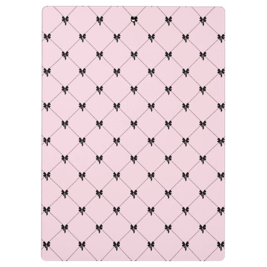 Pink & Black Bow Monogram Notebook クリップボード (裏面)