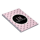 Pink & Black Bow Monogram Notebook ノートブック (右側)