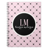 Pink & Black Bow Monogram Notebook ノートブック (正面)