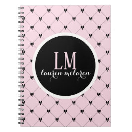 Pink & Black Bow Monogram Notebook ノートブック