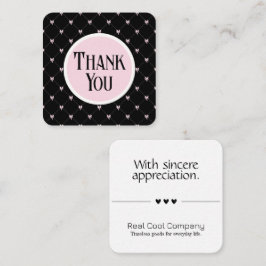 Pink & Black Bow Monogram Thank You Card エンクロージャーカード