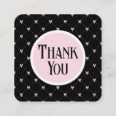 Pink & Black Bow Monogram Thank You Card エンクロージャーカード (正面)