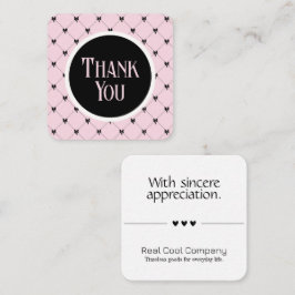 Pink & Black Bow Monogram Thank You Card エンクロージャーカード