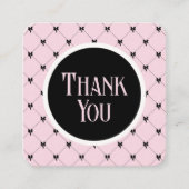 Pink & Black Bow Monogram Thank You Card エンクロージャーカード (正面)
