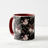 Pink Black Burgundy Watercolor Florals マグカップ (正面左)
