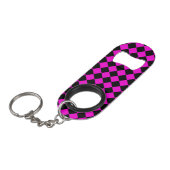Pink Black Checker Diamond Pattern キーホルダー栓抜き (正面アングル)
