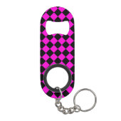 Pink Black Checker Diamond Pattern キーホルダー栓抜き (裏面)