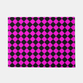 Pink Black Checker Diamond Pattern ドアマット (正面)