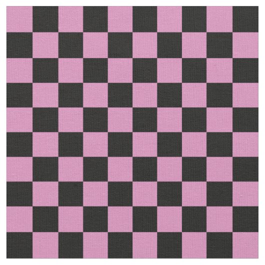 Pink & Black Checkerboard ファブリック (クローズアップ)