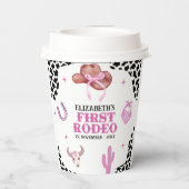 Pink & Black Cowgirl "First Rodeo" Birthday  紙コップ (裏面)