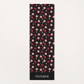 Pink Black Dot Circle Geometric Pattern Retro  ヨガマット (正面)