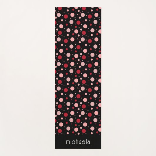 Pink Black Dot Circle Geometric Pattern Retro  ヨガマット (正面)