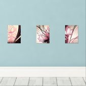 Pink & Black Floral Wall Art – Set of 3 Prints (ウッドフロア)