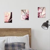 Pink & Black Floral Wall Art – Set of 3 Prints (寝室)