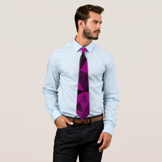 Pink black geometric mesh pattern ネクタイ (インサイチュ)