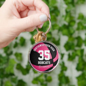 pink black girls sports team name basketball キーホルダー (手)