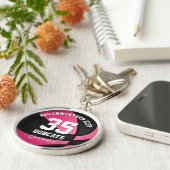 pink black girls sports team name basketball キーホルダー (側面)