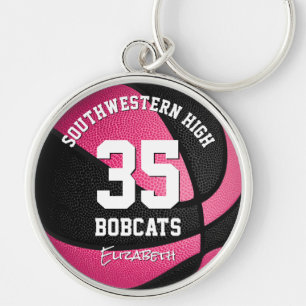 pink black girls sports team name basketball キーホルダー