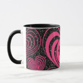 Pink Black Glam Abstract Heart Monogram Initials マグカップ (左)