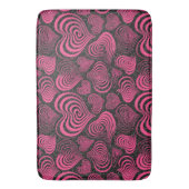 Pink Black Glam Abstract Heart Pattern バスマット (正面縦)