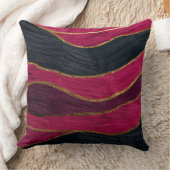 Pink Black Gold Abstract Luxury Magenta Marble クッション (ブランケット)