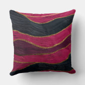 Pink Black Gold Abstract Luxury Magenta Marble クッション (裏面)