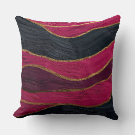 Pink Black Gold Abstract Luxury Magenta Marble クッション